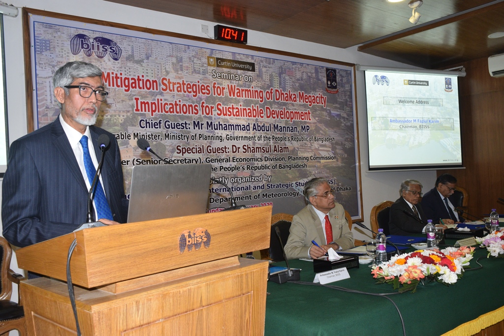 Seminar on Mitigation Strategies for Warming of Dhaka Megacity Implications for Sustainable Development on 19 January 2020