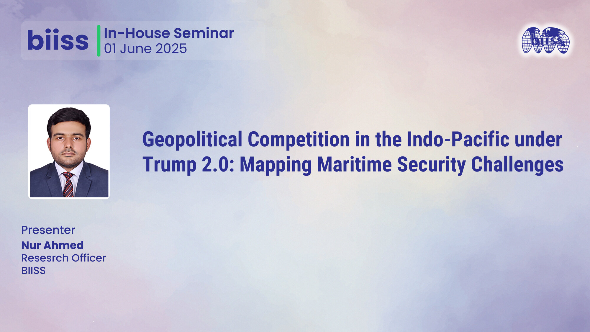 In-house Seminar: Geopolitical Competition in the Indo-Pacific under  Trump 2.0: Mapping Maritime Security Challenges