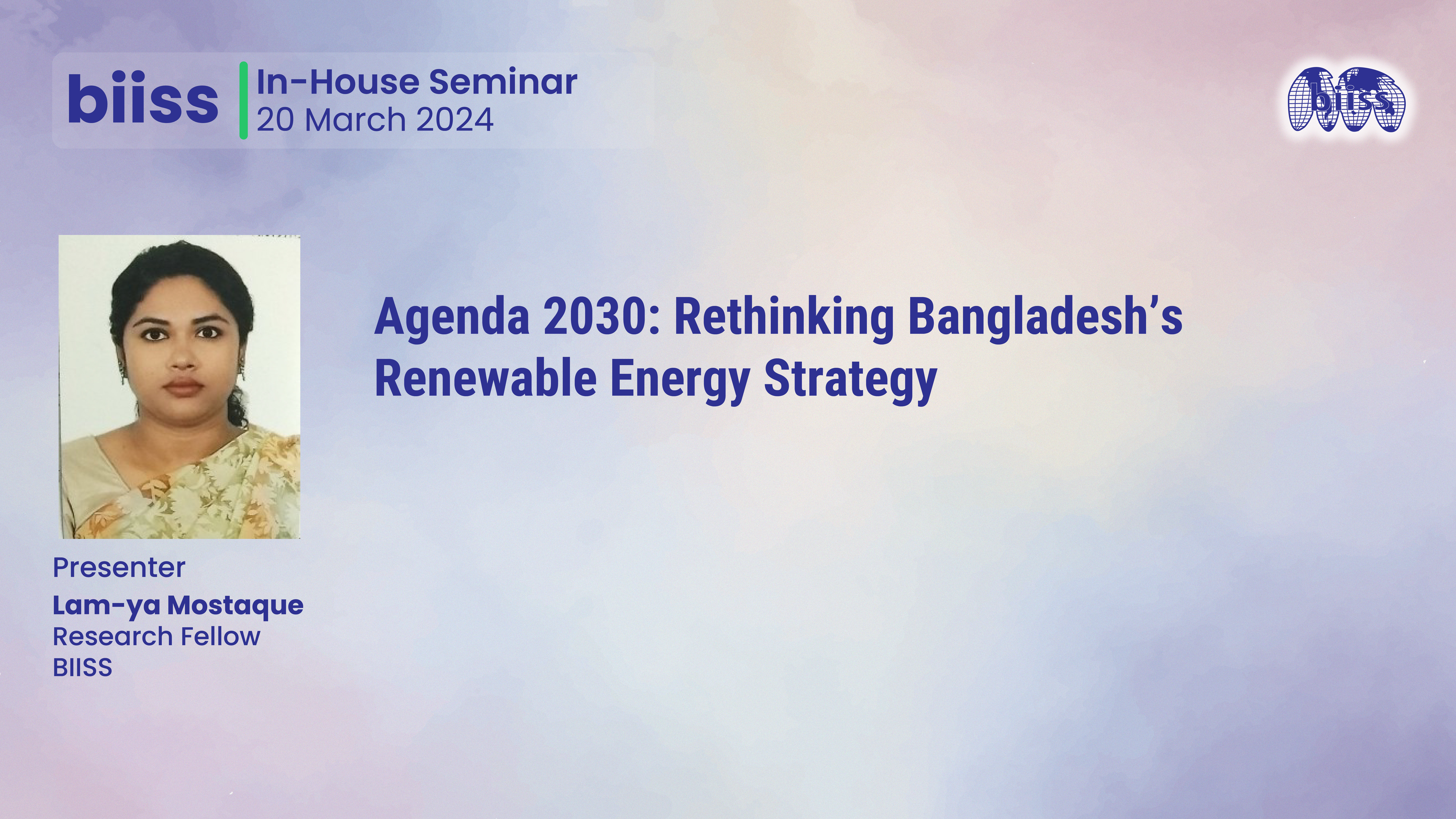 In-house Seminar: Agenda 2030: Rethinking Bangladesh’s Renewable Energy Strategy