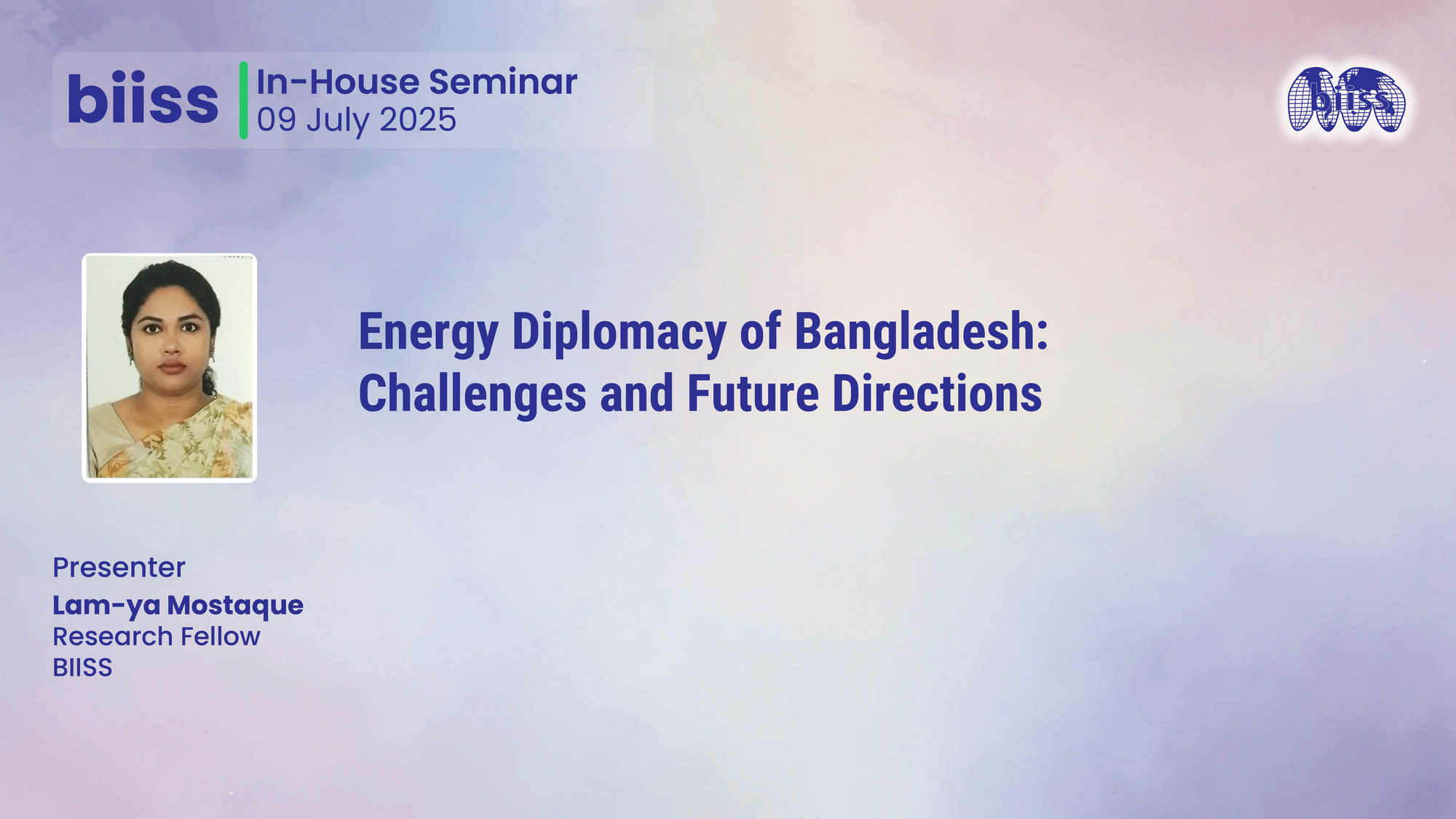 In-house Seminar: Energy Diplomacy of Bangladesh: Challenges and Future Directions