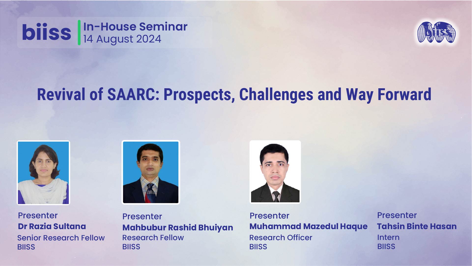 In-house Seminar: Revival of SAARC: Prospects, Challenges and Way Forward