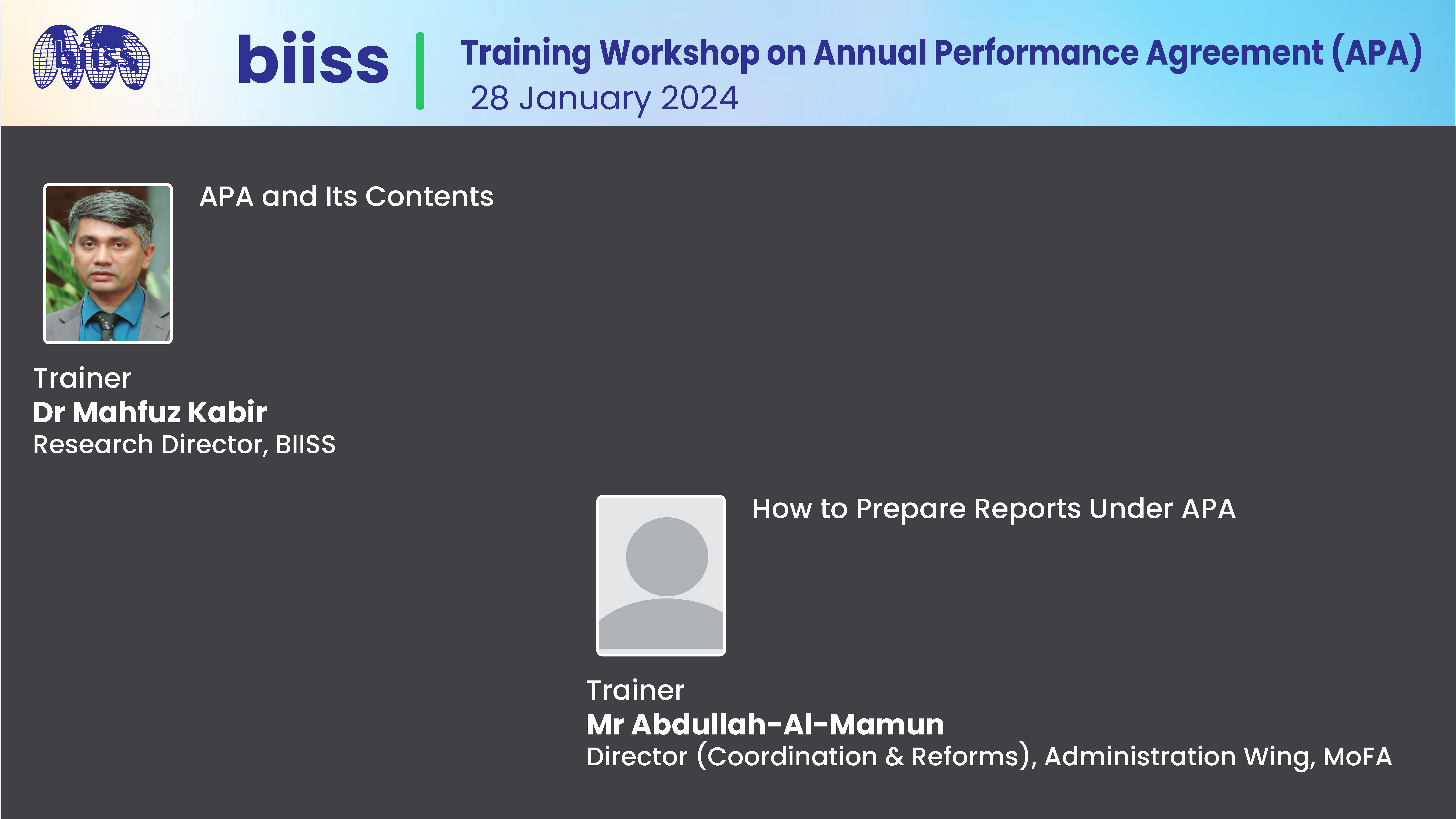 Training Workshop on Annual Performance Agreement (APA) on 28 January 2024